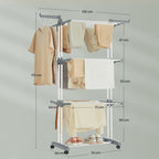 Drying rack - Foldable Washing rack - 173 cm high - Stainless steel - Gray