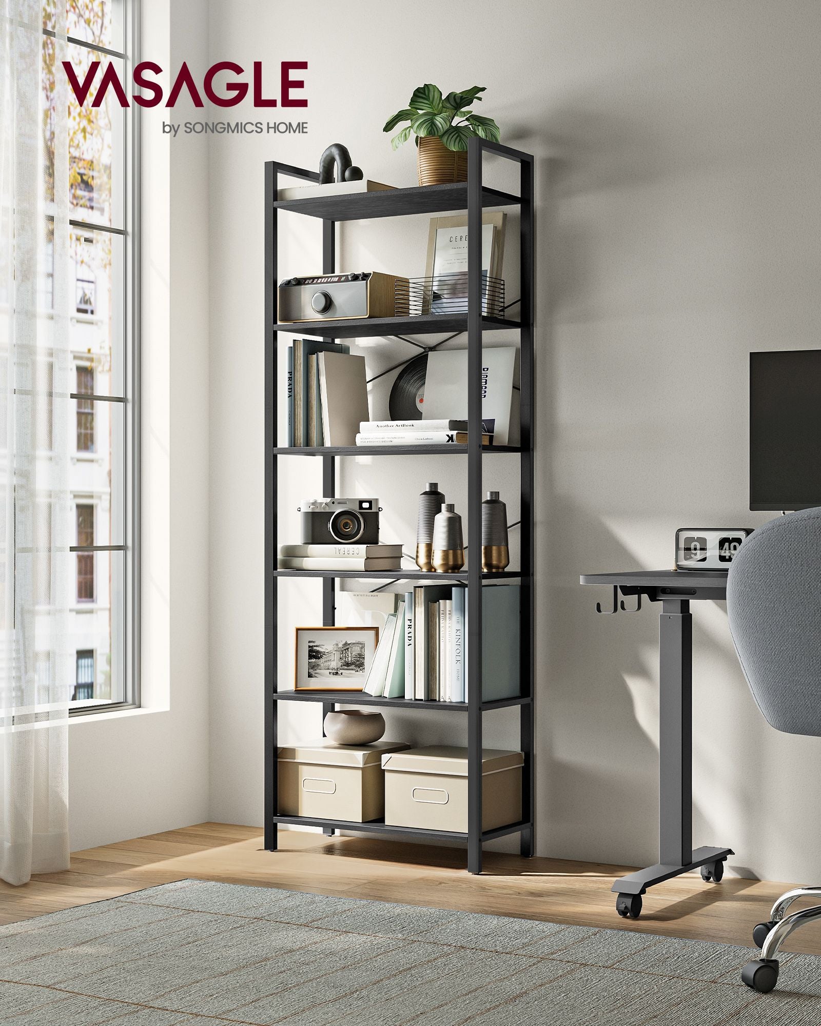 Bookcase - 6 layers - with steel frame