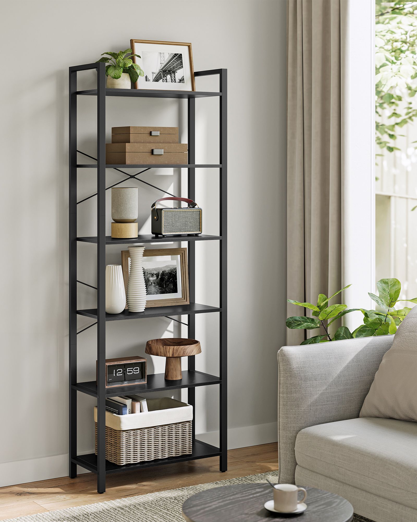 Bookcase - 6 layers - with steel frame