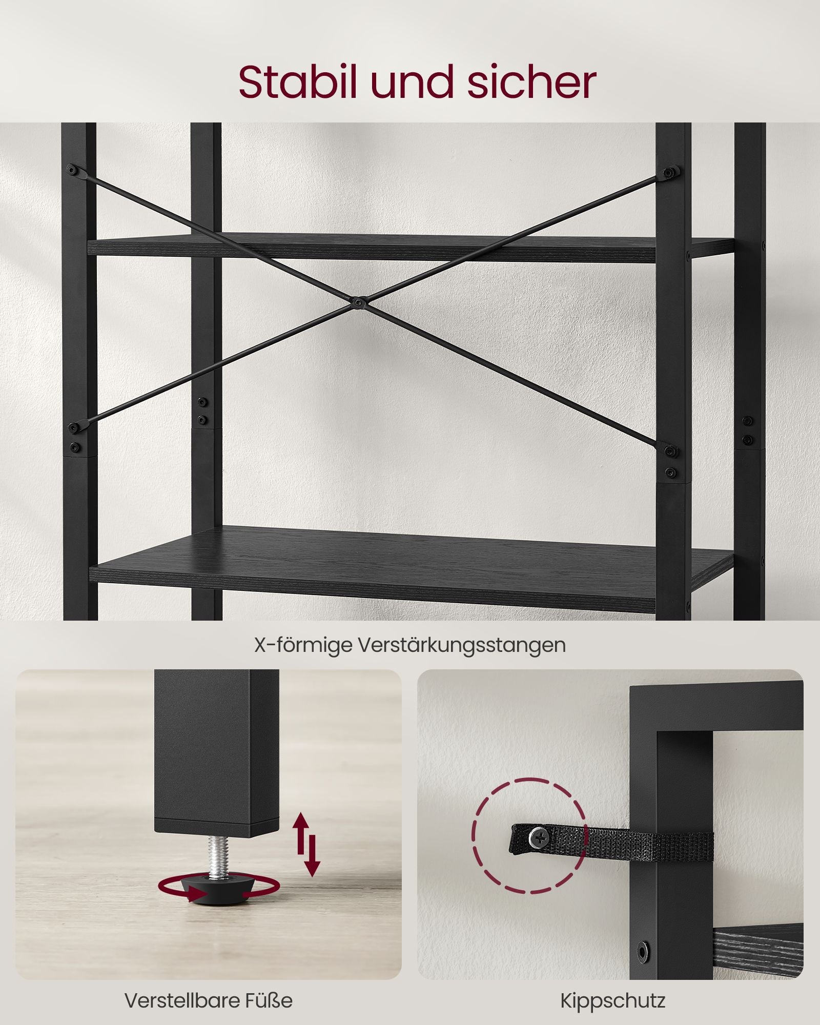 Bookcase - 6 layers - with steel frame