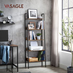 Bookcase - Living room cabinet - With 5 levels - Metal frame - Brown