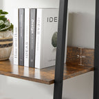 Bookcase - Living room cabinet - With 5 levels - Metal frame - Brown
