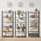 Bookcase - 6 levels - 30 x 120 x 172.5 cm - Vintage brown / black