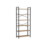 Bookcase-6 levels-30 x 80 x 186 cm-Dark walnut-black