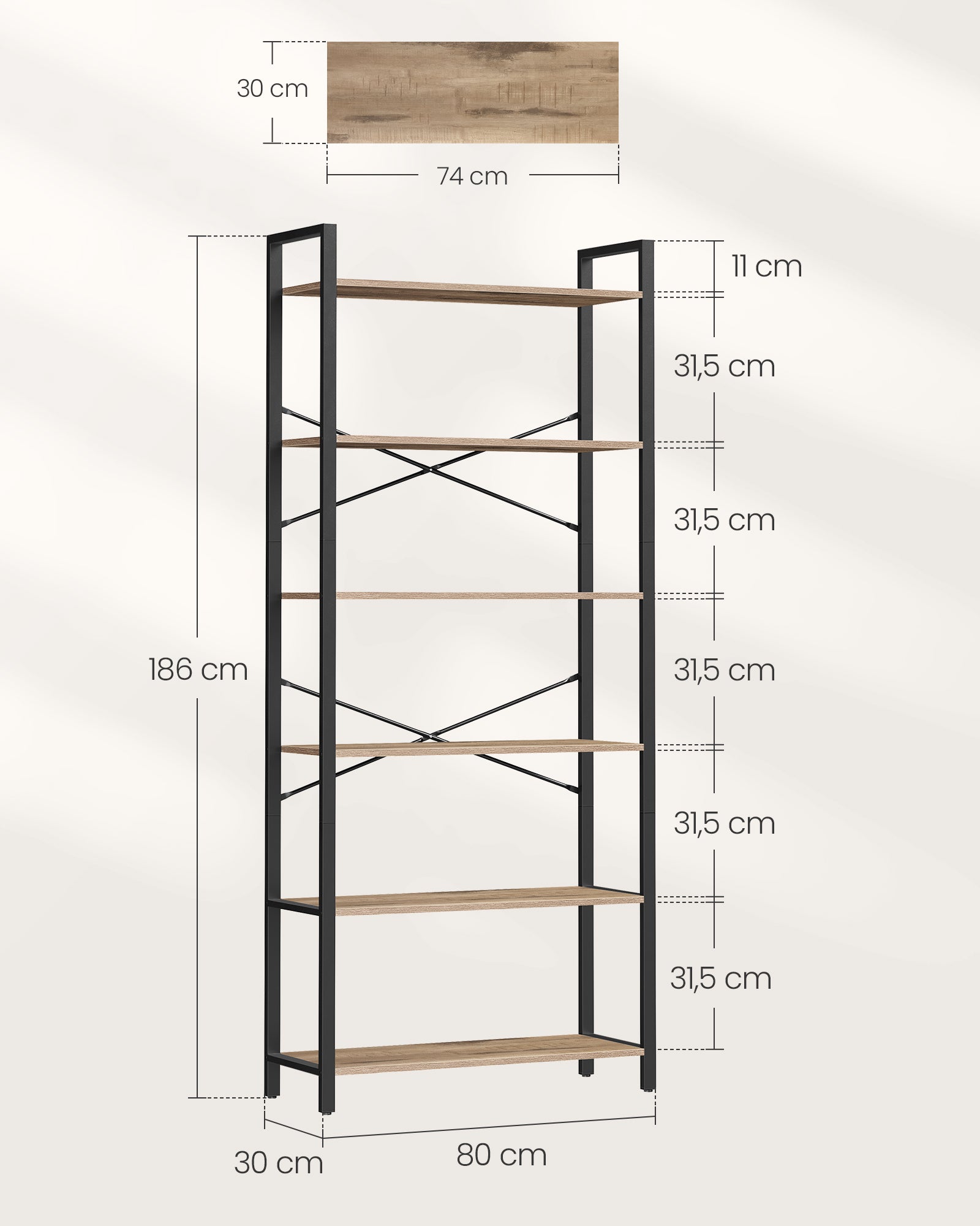 Bookcase-6 Levels-Industrial Design-Camelbruin ink black