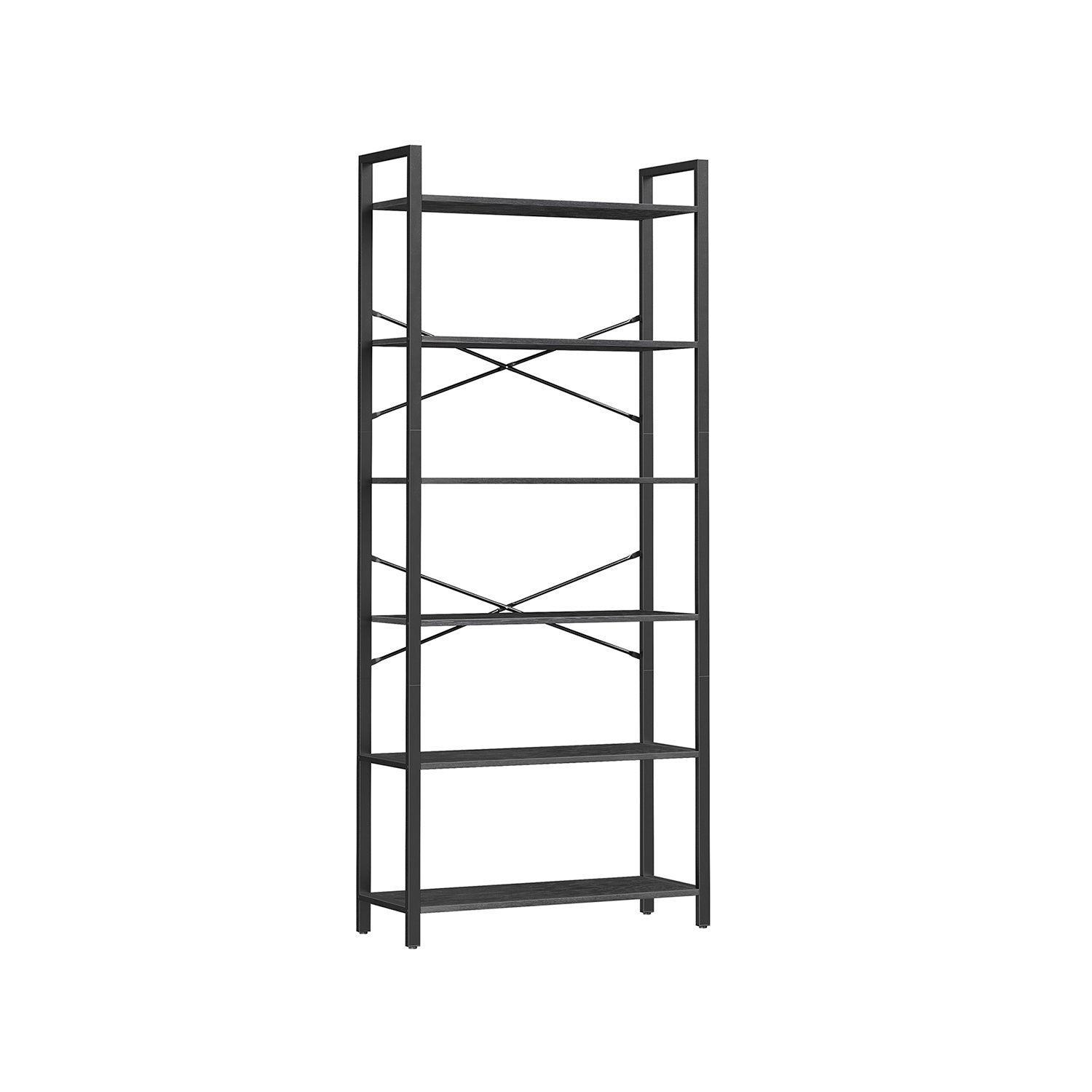 Bookcase-6 Levels-Industrial Design-Ebony-Zwart-Inktzwart