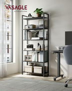Bookcase-6 Levels-Industrial Design-Ebony-Zwart-Inktzwart