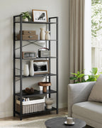 Bookcase-6 Levels-Industrial Design-Ebony-Zwart-Inktzwart