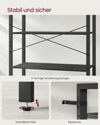Bookcase-6 Levels-Industrial Design-Ebony-Zwart-Inktzwart