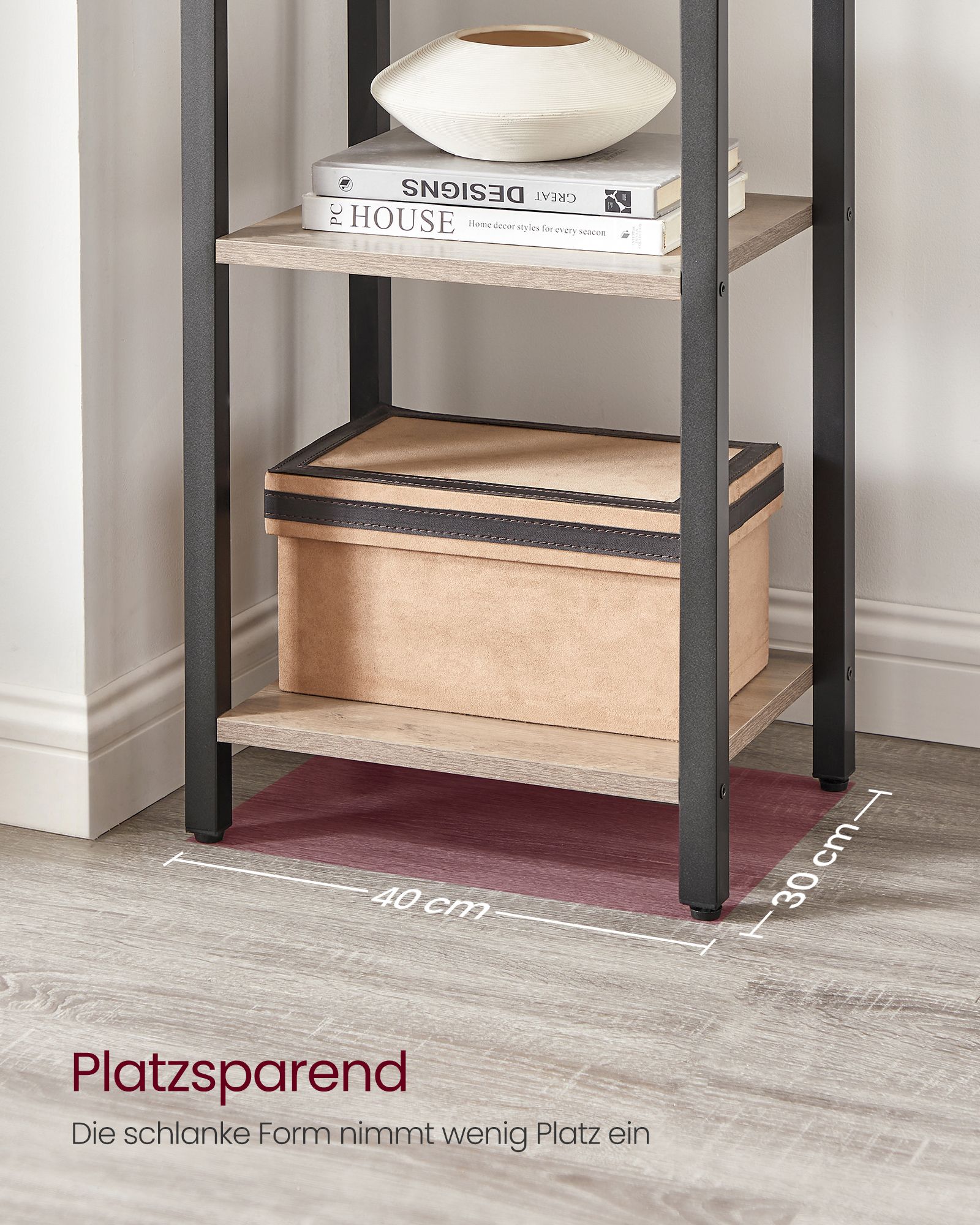 Bookcase-with 6 levels-Open shelves-Greige-Zwart