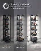 Bookcase with 6 levels and lighting, 30 x 40 x 180 cm