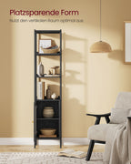 Bookcase 6 levels with metal frame Ebbenzwart-Matzwart