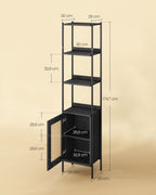 Bookcase 6 levels with metal frame Ebbenzwart-Matzwart