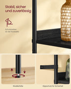 Bookcase 6 levels with metal frame Ebbenzwart-Matzwart