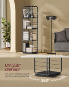 Bookcase - Living room cabinet - 4 layers - With book supports - Wood - Black