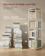 Bookcase - Living room cabinet - 4 layers - With book supports - Wood - White