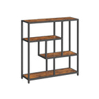 Bookcase with 4 shelves vintage brown-ink black