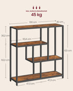 Bookcase with 4 shelves vintage brown-ink black