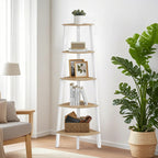 Bookcase with 5 layers - industrial design, natural oak and matte white