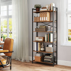 Bookcase 6 levels, standing plank with steel frame, detached board