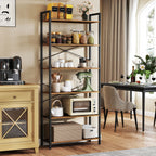 Bookcase 6 levels, standing plank with steel frame, detached board