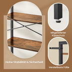 Bookcase 6 levels, standing plank with steel frame, detached board