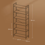 Bookcase 6 levels, standing plank with steel frame, detached board