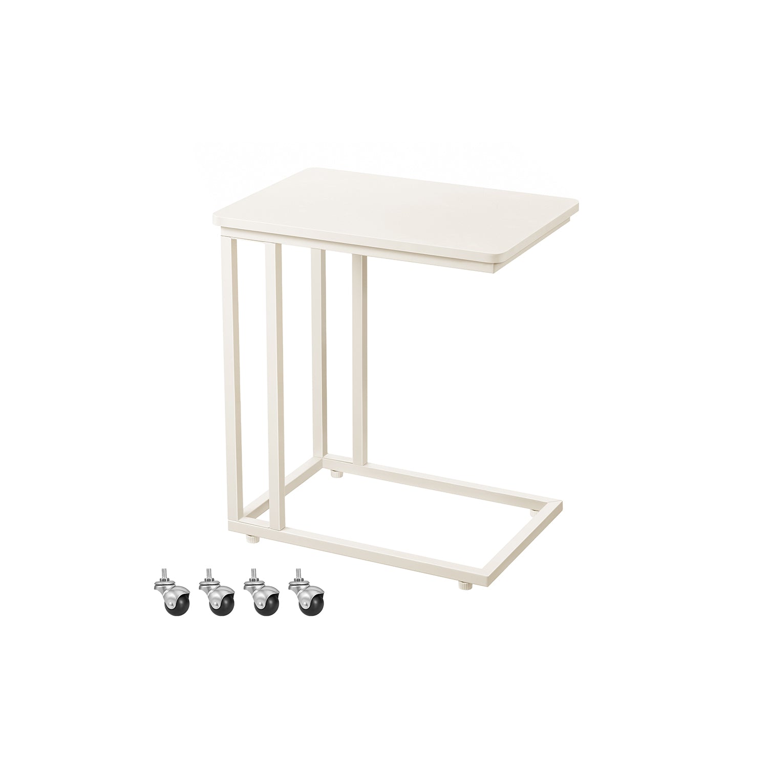 Side table-C-shape-On wheels-Crèmewit