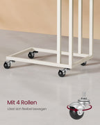 Side table-C-shape-On wheels-Crèmewit