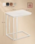 Side table-C-shape-On wheels-Crèmewit