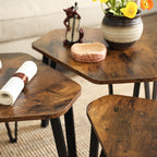 Bedside tables - set of 3 - Industrial design - side tables - brown