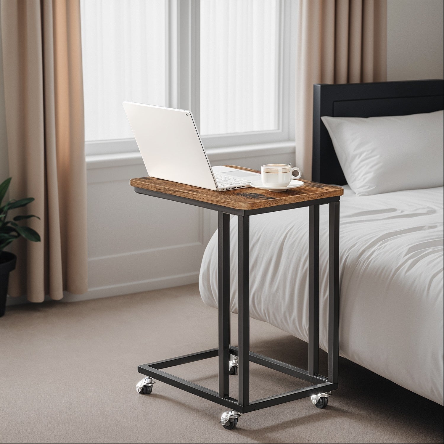 Side table on wheels-C-shaped coffee table, industrial design