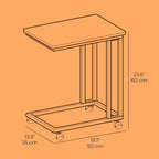 Side table on wheels-C-shaped coffee table, industrial design