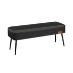Bank - Footstool - Steel legs - Artificial leather - Black