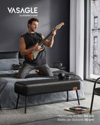 Bank - Footstool - Steel legs - Artificial leather - Black
