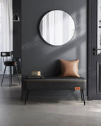 Bank - Footstool - Steel legs - Artificial leather - Black