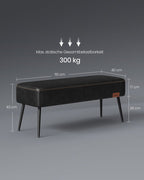 Bank - Footstool - Steel legs - Artificial leather - Black