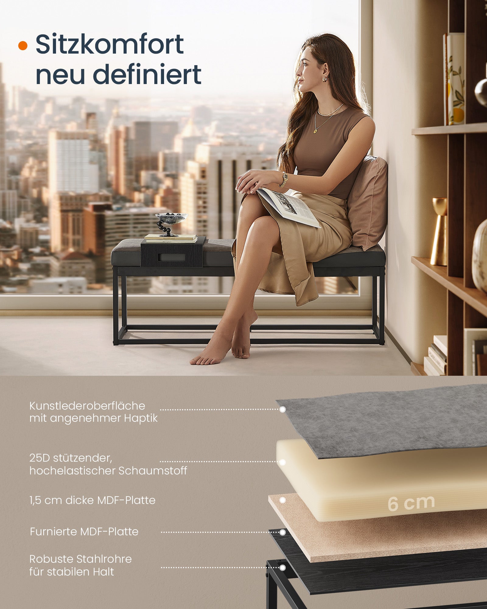 Home Bench With Storage Space - Artificial leather - Timeless Design