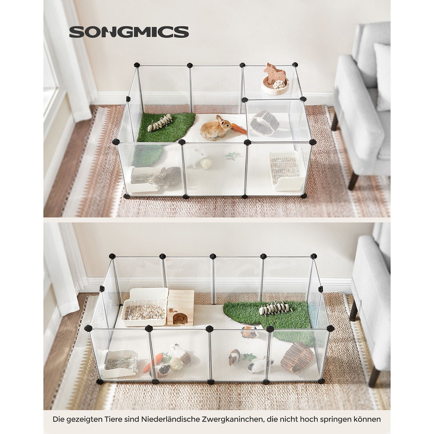 Free running - Animal Cage - With plastic bottom plates - White