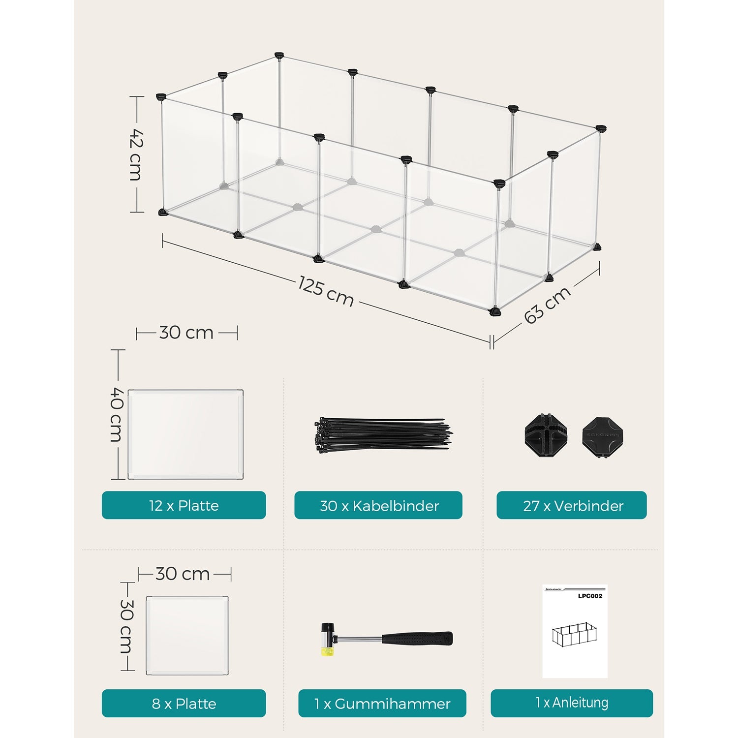 Free running - Animal Cage - With plastic bottom plates - White