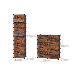 Shoe rack - Plank system - 10 compartments - Wood look - Brown