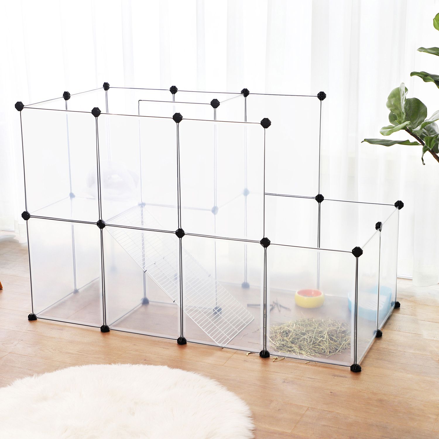 Animal cage - country retreat - for guinea pigs, rabbits, hamsters - transparent