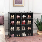 Shoe rack - Cube cabinet System - 15 compartments - Plastic - Black