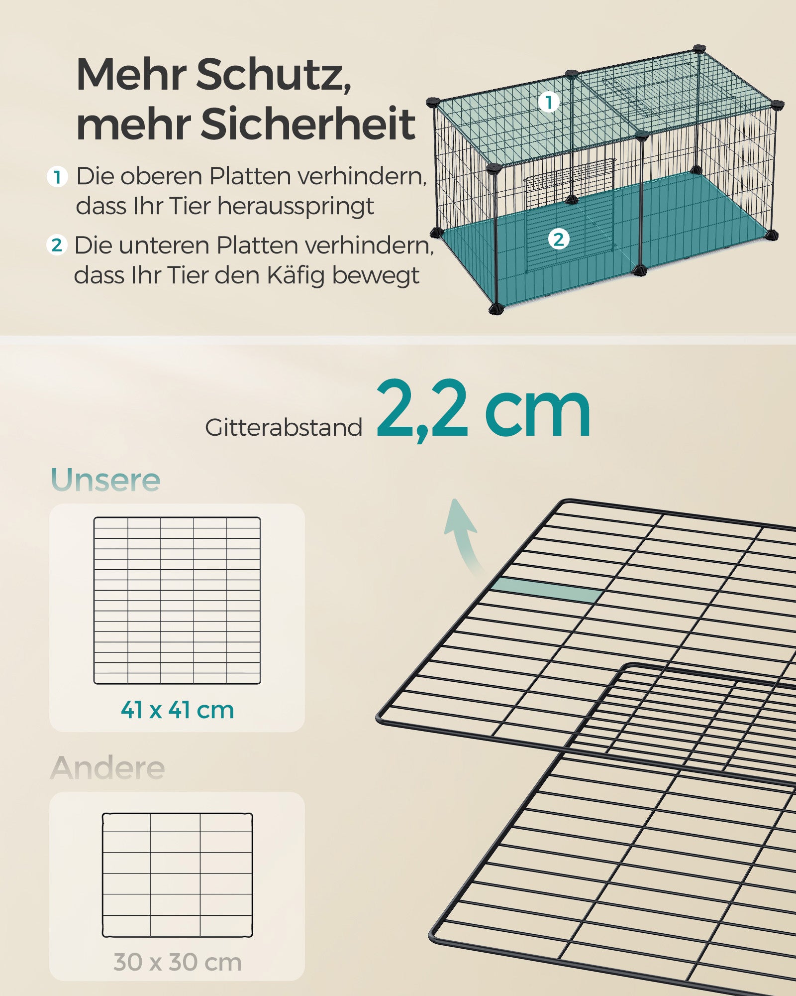 Small animal cage - 82 x 41 x 41 cm - with 2 doors - l