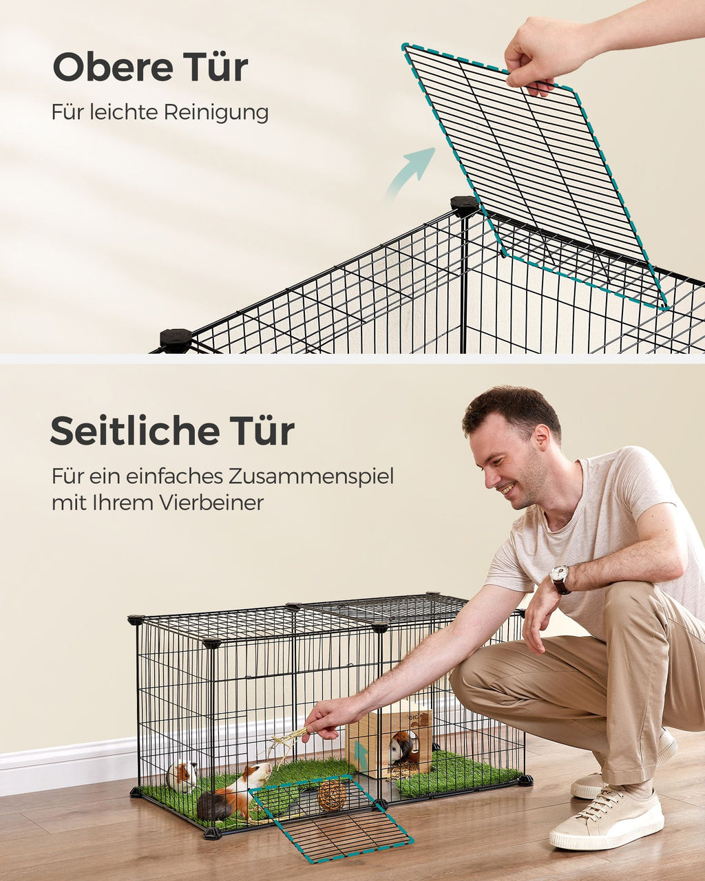 Small animal cage - 82 x 41 x 41 cm - with 2 doors - l