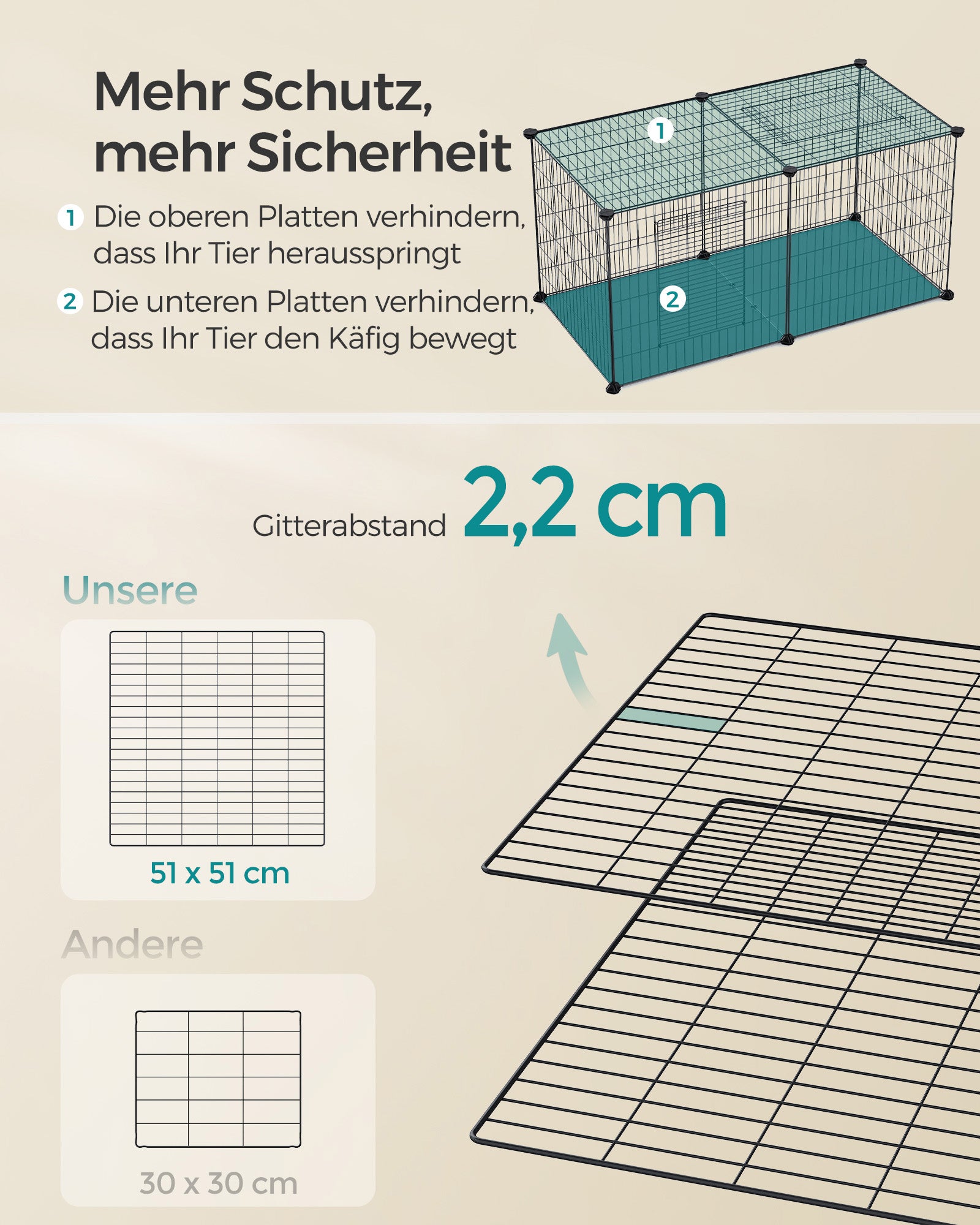 Small animal cage - 102 x 51 x 51 cm - with 2 doors - XL