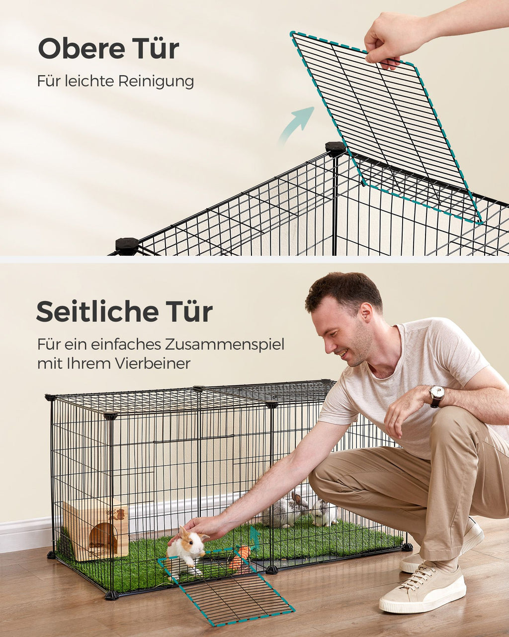 Small animal cage - 102 x 51 x 51 cm - with 2 doors - XL