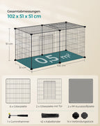 Small animal cage - 102 x 51 x 51 cm - with 2 doors - XL