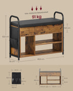 Shoe bank - with seating and handles - 80.6 cm wide