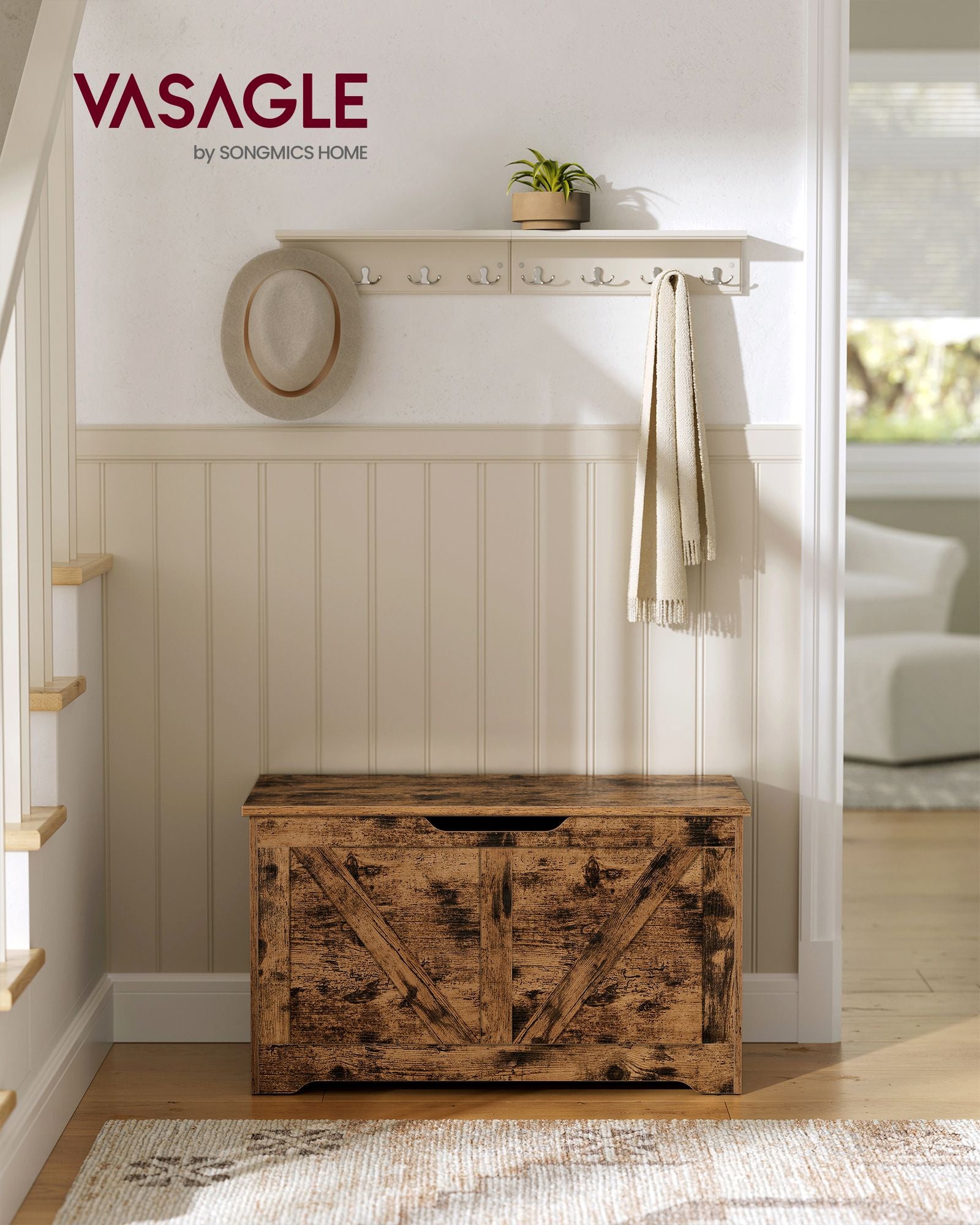 Bank - with storage space - barn style - vintage brown
